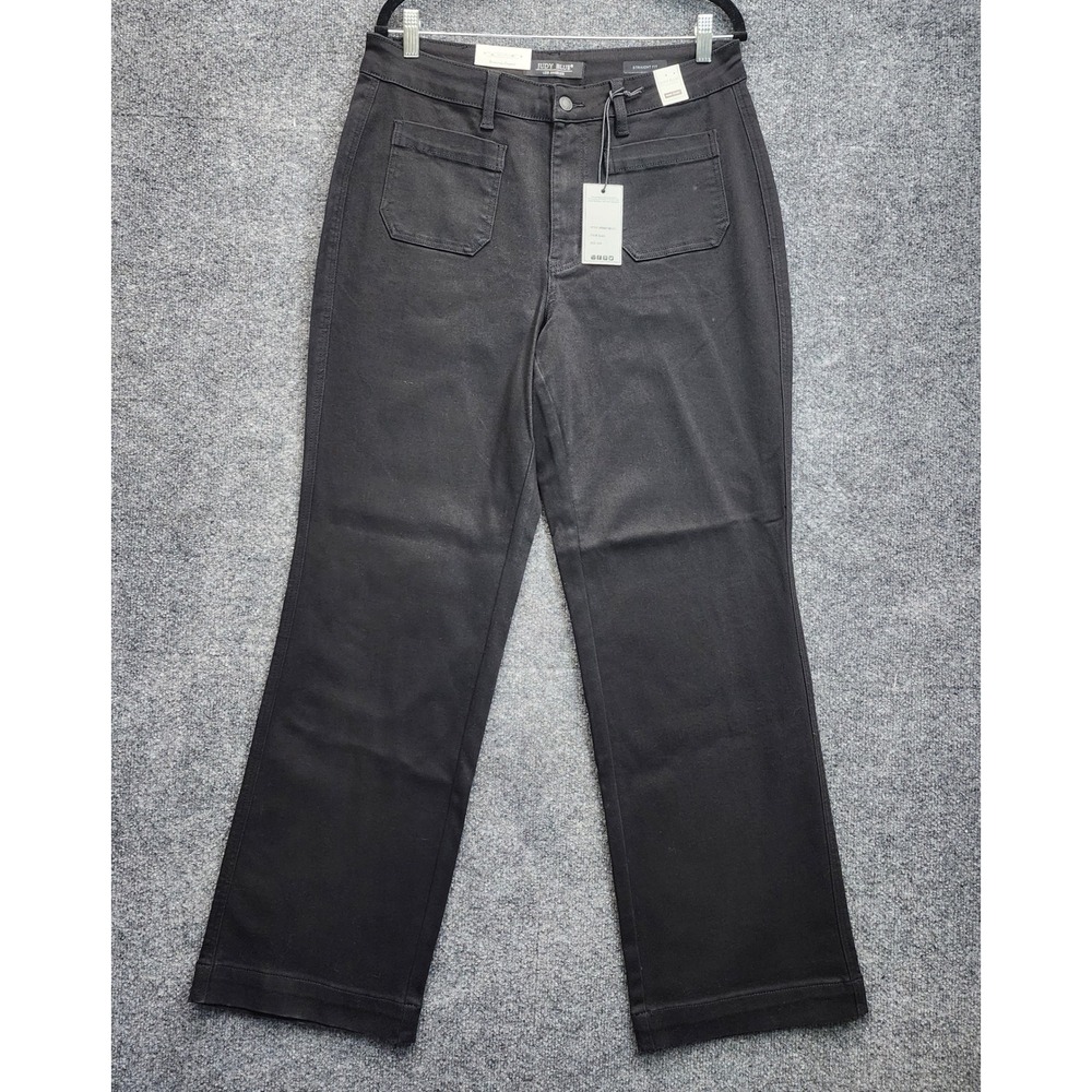 NWT Judy Blue Womens High Waist Straight Fit Utility Patch Pocket Jeans 14W Goth